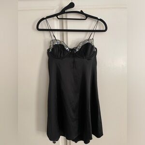 For Love and Lemons Black Elektra Slip Dress